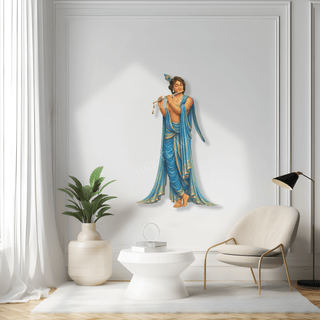 Lord Krishna Spiritual Wall Decor, Hindu God Metal Wall Sculpture, Krishna Flute Meditation Wall Art