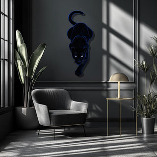 Black Panter Metal Wall Decor, Modern Jungle Art, Handmade Metal Sculpture