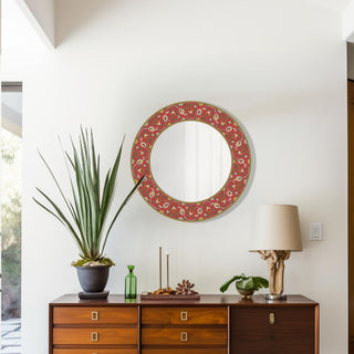 Whimsical Floral Metal Wall Mirror, Nature Wall Art, Botanical Design, Living Room Decoration