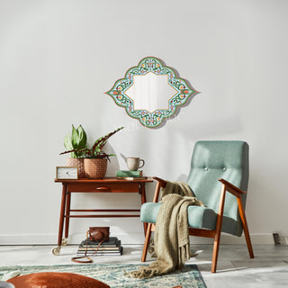 Artisan Metal Wall Mirror, Greenery Whimsical Design, Bohemian Wall Sculpture, Authentic Home Decor