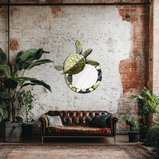 Sea Turtle Metal Wall Mirror, Coastal Wall Decor, Nautical Mirrored Wall Art, Beach Home Decoration