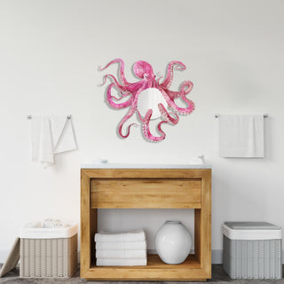 Octopus Metal Wall Mirror, Nautical Home Decor, Coastal Bathroom Decoration, Animal Wall Art