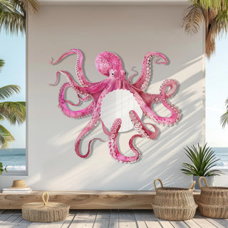 Octopus Metal Wall Mirror, Nautical Home Decor, Coastal Bathroom Decoration, Animal Wall Art