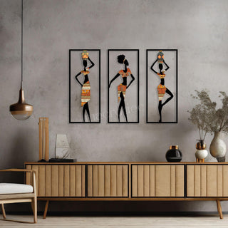 Afro Woman Art, Metal Wall Sculpture, Female Body Wall Art, Tribal Home Decoration