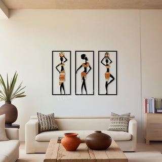 Afro Woman Art, Metal Wall Sculpture, Female Body Wall Art, Tribal Home Decoration