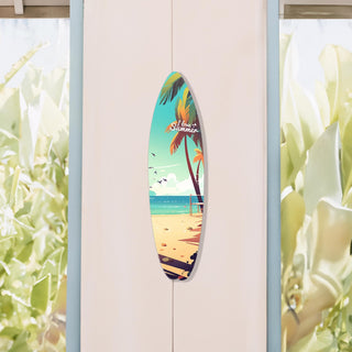 Surfboard Metal Wall Hanging, Decorative Wall Art, Coastal Home Decor, Blue Ocean Design