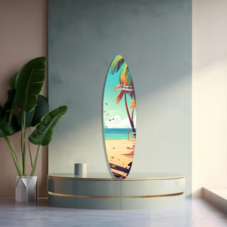 Surfboard Metal Wall Hanging, Decorative Wall Art, Coastal Home Decor, Blue Ocean Design