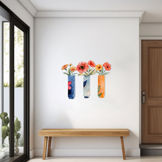 Colorful Floral Metal Wall Art, Trio Wall Decor with Spring Inspiration, Nature Home Decoration
