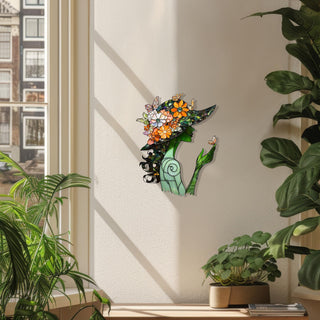 Greenery Floral Woman Wall Art, Butterfly Design, Floral Panel Art, Living Room Wall Decor