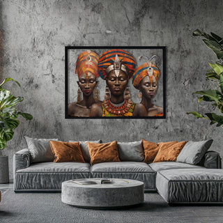 African Women Potrait Wall Art, Trio Goddess Metal Art, Black Ladies Decoration, Modern Wall Hanging