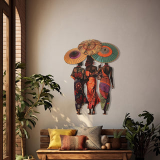 Black Ladies Decor, Afro Women Wall Art, Colorful Metal Art, Trio Wall Hanging