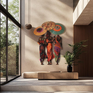 Black Ladies Decor, Afro Women Wall Art, Colorful Metal Art, Trio Wall Hanging