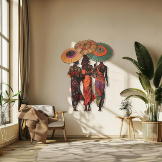 Black Ladies Decor, Afro Women Wall Art, Colorful Metal Art, Trio Wall Hanging