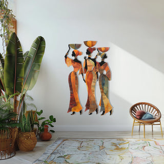 African Women Metal Wall Decor with Colorful Design, Trio Wall Art, Afro Woman Art, Modern Wall Decoration