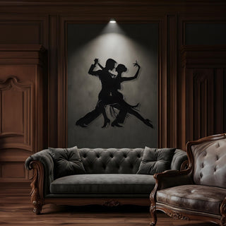 Dance Couple Metal Wall Sculpture, Artistic Tango Dance Wall Art for Home Bar or Dance Studio