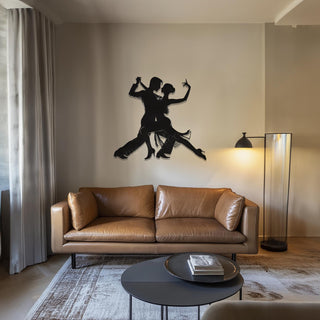 Dance Couple Metal Wall Sculpture, Artistic Tango Dance Wall Art for Home Bar or Dance Studio
