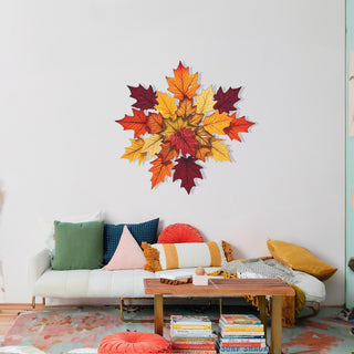 Colorful Leaves Metal Wall Art with Autumn Inspiration, Fall Home Decoration, Nature Wall Sculpture