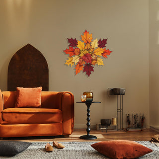 Colorful Leaves Metal Wall Art with Autumn Inspiration, Fall Home Decoration, Nature Wall Sculpture