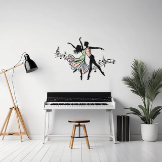 Dancing Couple Metal Wall Art, Music Wall Sculpture with Colorful Design, Let’s Dance Wall Decor
