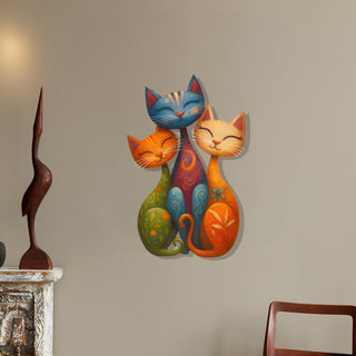 Colorful Cats Metal Wall Sculpture, Cat Lovers Home Decoration with Spring Inspiration