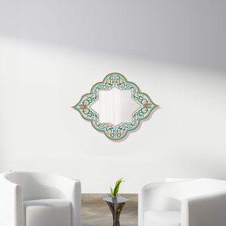 Artisan Metal Wall Mirror, Greenery Whimsical Design, Bohemian Wall Sculpture, Authentic Home Decor