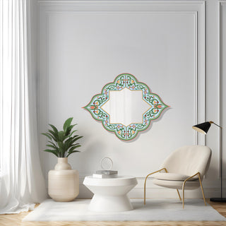 Artisan Metal Wall Mirror, Greenery Whimsical Design, Bohemian Wall Sculpture, Authentic Home Decor