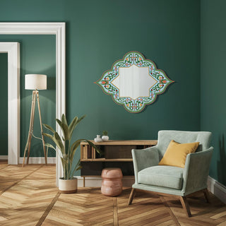 Artisan Metal Wall Mirror, Greenery Whimsical Design, Bohemian Wall Sculpture, Authentic Home Decor