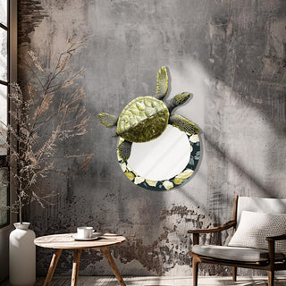 Sea Turtle Metal Wall Mirror, Coastal Wall Decor, Nautical Mirrored Wall Art, Beach Home Decoration