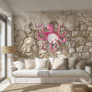 Octopus Metal Wall Mirror, Nautical Home Decor, Coastal Bathroom Decoration, Animal Wall Art