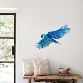 Parrot Design Metal Wall Hanging, Blue Bird Steel Wall Art, Interior Decoration