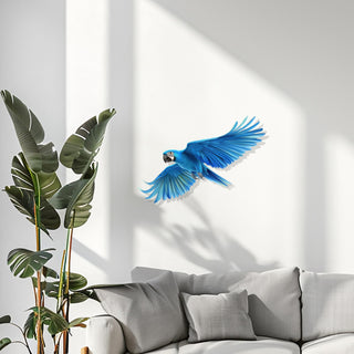 Parrot Design Metal Wall Hanging, Blue Bird Steel Wall Art, Interior Decoration