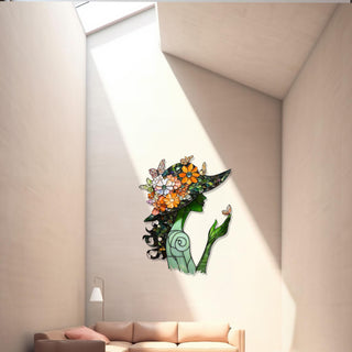 Greenery Floral Woman Wall Art, Butterfly Design, Floral Panel Art, Living Room Wall Decor