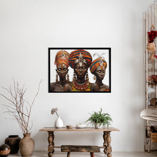 African Women Potrait Wall Art, Trio Goddess Metal Art, Black Ladies Decoration, Modern Wall Hanging