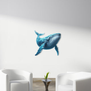 Blue Color Whale Metal Wall Art, Metal Fish Sculpture, Blue Ocean Design, Living Room Wall Decor
