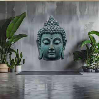 Buddha Head Metal Wall Art, Zen Decor for Yoga Studio or Living Room, Meditation Wall Decor
