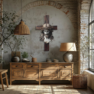 Jesus Metal Wall Sculpture, Crown of Thorns Christian Wall Art, Religious Wall Decor