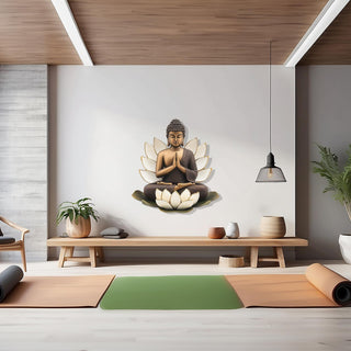 Buddha Metal Wall Sculpture with Lotus Design, Colorful Meditation Wall Decor, Zen Wall Art