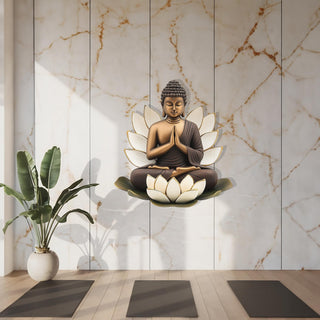 Buddha Metal Wall Sculpture with Lotus Design, Colorful Meditation Wall Decor, Zen Wall Art