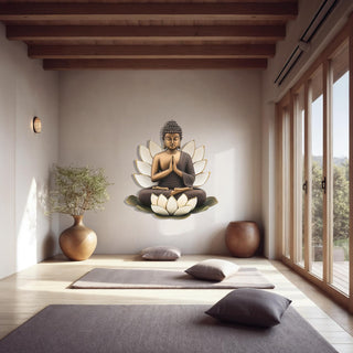 Buddha Metal Wall Sculpture with Lotus Design, Colorful Meditation Wall Decor, Zen Wall Art
