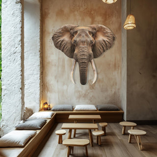 Colorful Elephant Head Metal Wall Sculpture, Majestic Elephant Design, Safari Wall Decoration