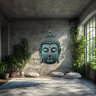 Buddha Head Metal Wall Art, Zen Decor for Yoga Studio or Living Room, Meditation Wall Decor