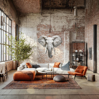 Majestic Elephant Metal Wall Art with Colorful Design, Safari Wall Decor for Living Room