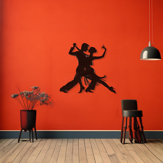 Dance Couple Metal Wall Sculpture, Artistic Tango Dance Wall Art for Home Bar or Dance Studio