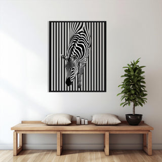 Zebra Metal Wall Sculpture with Abstract Design, Striped Metal Wall Sculpture, Animal Wall Decor