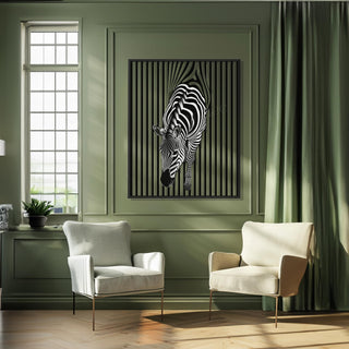 Zebra Metal Wall Sculpture with Abstract Design, Striped Metal Wall Sculpture, Animal Wall Decor