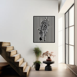 Zebra Metal Wall Sculpture with Abstract Design, Striped Metal Wall Sculpture, Animal Wall Decor