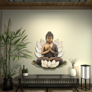 Buddha Metal Wall Sculpture with Lotus Design, Colorful Meditation Wall Decor, Zen Wall Art
