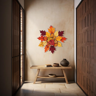 Colorful Leaves Metal Wall Art with Autumn Inspiration, Fall Home Decoration, Nature Wall Sculpture