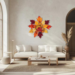 Colorful Leaves Metal Wall Art with Autumn Inspiration, Fall Home Decoration, Nature Wall Sculpture