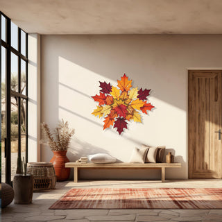 Colorful Leaves Metal Wall Art with Autumn Inspiration, Fall Home Decoration, Nature Wall Sculpture